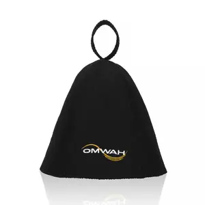 OMWAH - Black Sauna Hat for Women and Men, 100% Wool Handmade Premium Banya Hat