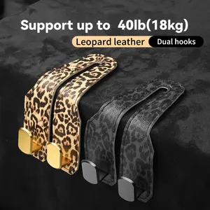 [2/4pcs]Car Seat Headrest Hook,Car Seat Headrest Hook,Car Hooks for Purses and Bags, Purse Holder for Car, Leather Car Seat Back Storage Hook Double Hook Car Seat back hanger organizer Accessories,car stuff for women ,  Cute Design Car Seat Hook