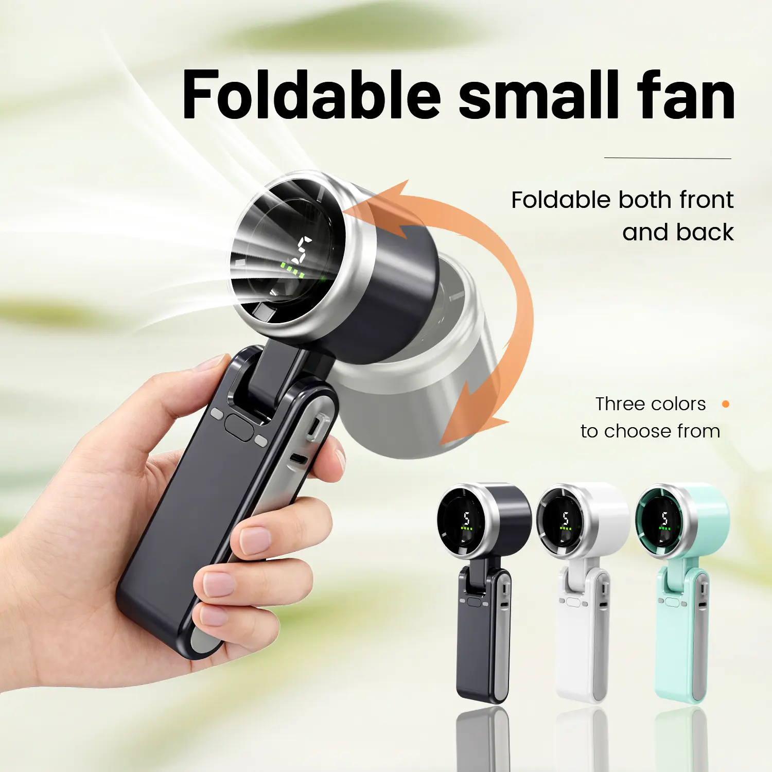 INSONIXN Portable Handheld Turbo Fan - 5 Speed Settings, Rechargeable Battery-Powered, 3-in-1 Air Turbo Tech, Low Noise, Compact USB-Adjustable, Lightweight, Designed for Cooling, Ideal for Travel, Beach Use