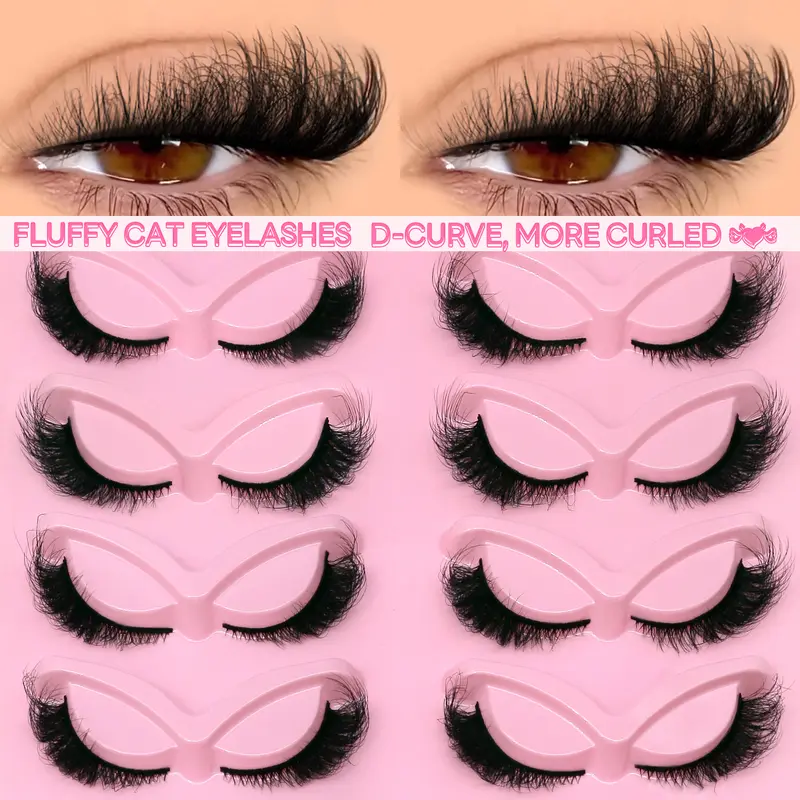 GROINNEYA 3D Faux Mink Lashes, Volume Cluster Lashes, Flare Lashes, Cosmetic False Lashes, 5 Pairs/10 Pairs Fluffy Soft Lightweight Full-Volume False Eyelashes, Curly Lashes Eyelash Set