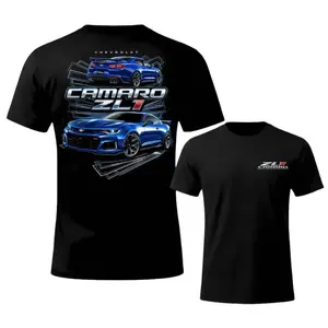 Blue Camaro ZL1 2 Sided T-Shirt – High-Performance Muscle Car Racing Graphic Tee, American Street Racing Shirt, Track Day Sport Top, Unisex Cotton Tee for Car Enthusiasts
