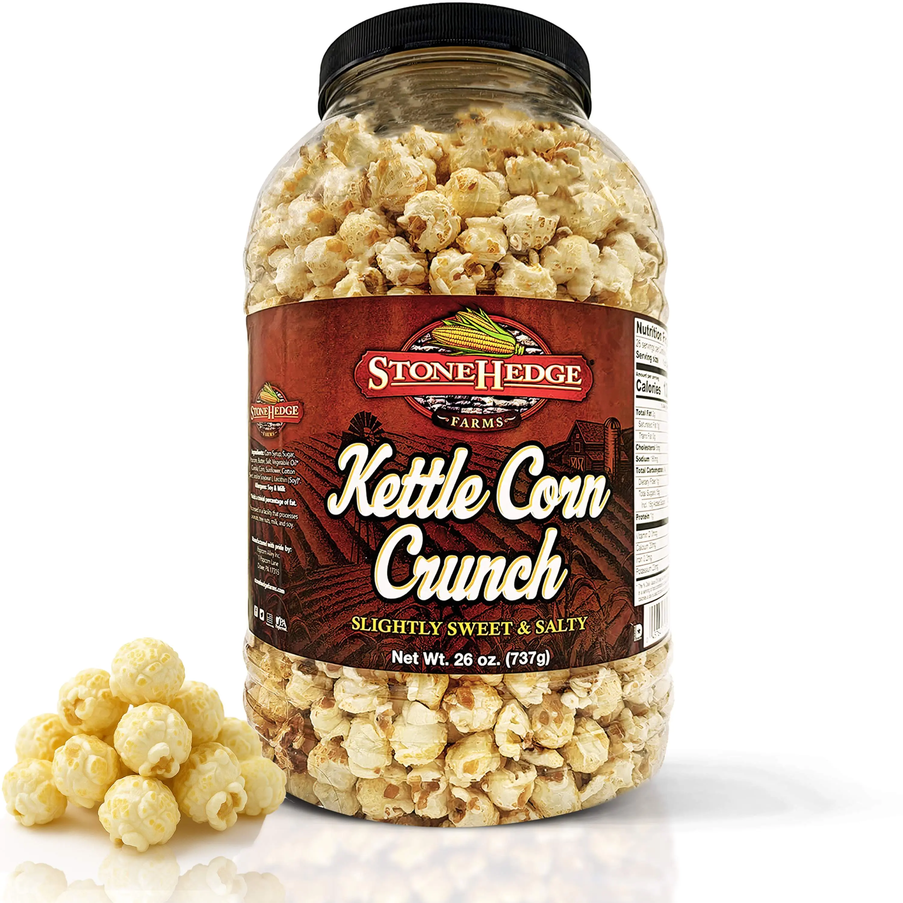 Stonehedge Farms Kettle Corn Crunch Popcorn | 26 oz Large Tub | Perfect for Holidays and Christmas