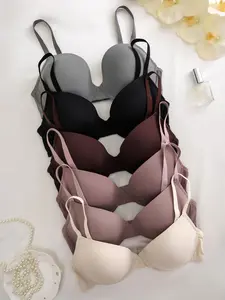 6-Pack Plus Size Everyday Bras, Underwire Design, Non-Removable Padding, Medium Support, Plain Pattern, Lined, Regular Length