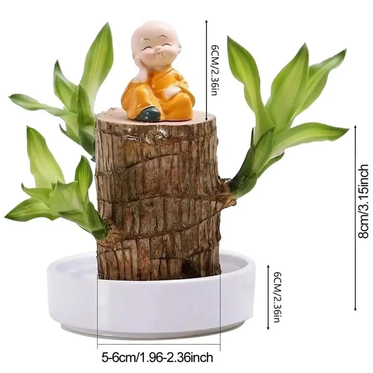 Brazilian Wood, Brazilian Wood with 1 Doll and Tray, Potted Decor for Home Office Desktop