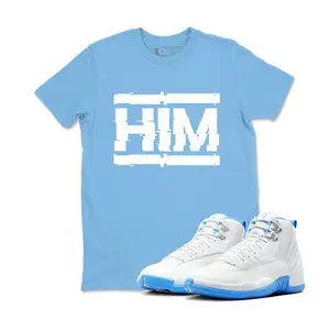 Shirt To Match AJ 12 Melo Sneaker Matching Tee, 12 Melo White University Blue Emoji T Shirt Match HIM, Sneaker Shirt.