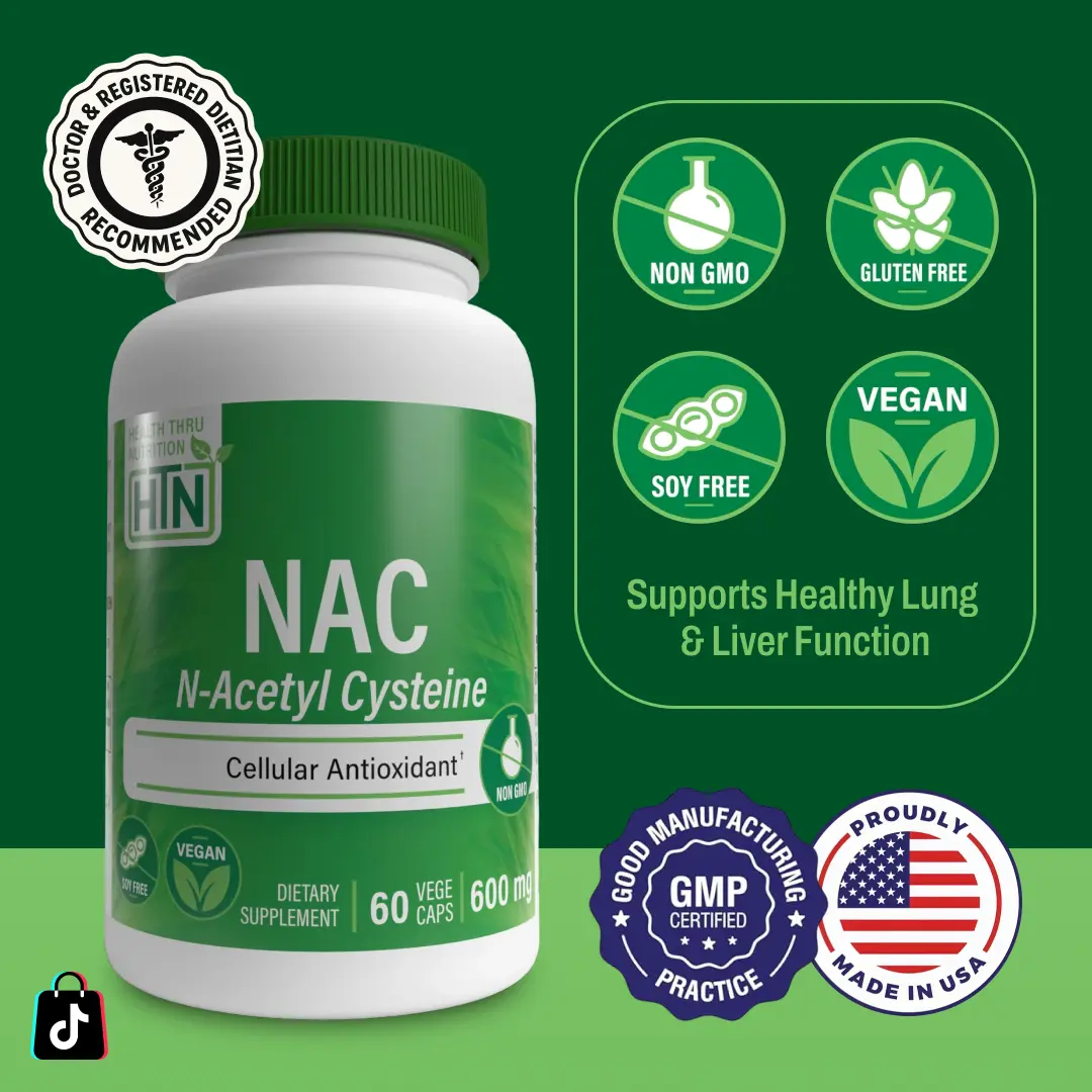 Health Thru Nutrition NAC – 600mg Vegan N-Acetyl Cysteine | Clean Antioxidant & Detox Support