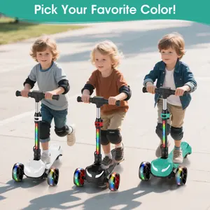【Cute E-Ride】Bluetooth Music Kick Electric Kids Scooter, 2-Speed, 3  Flashing LED Wheel,  Long Battery Life, 3 Adjustable Height Foldable Electric Scooter for Kids for Ages 3-12