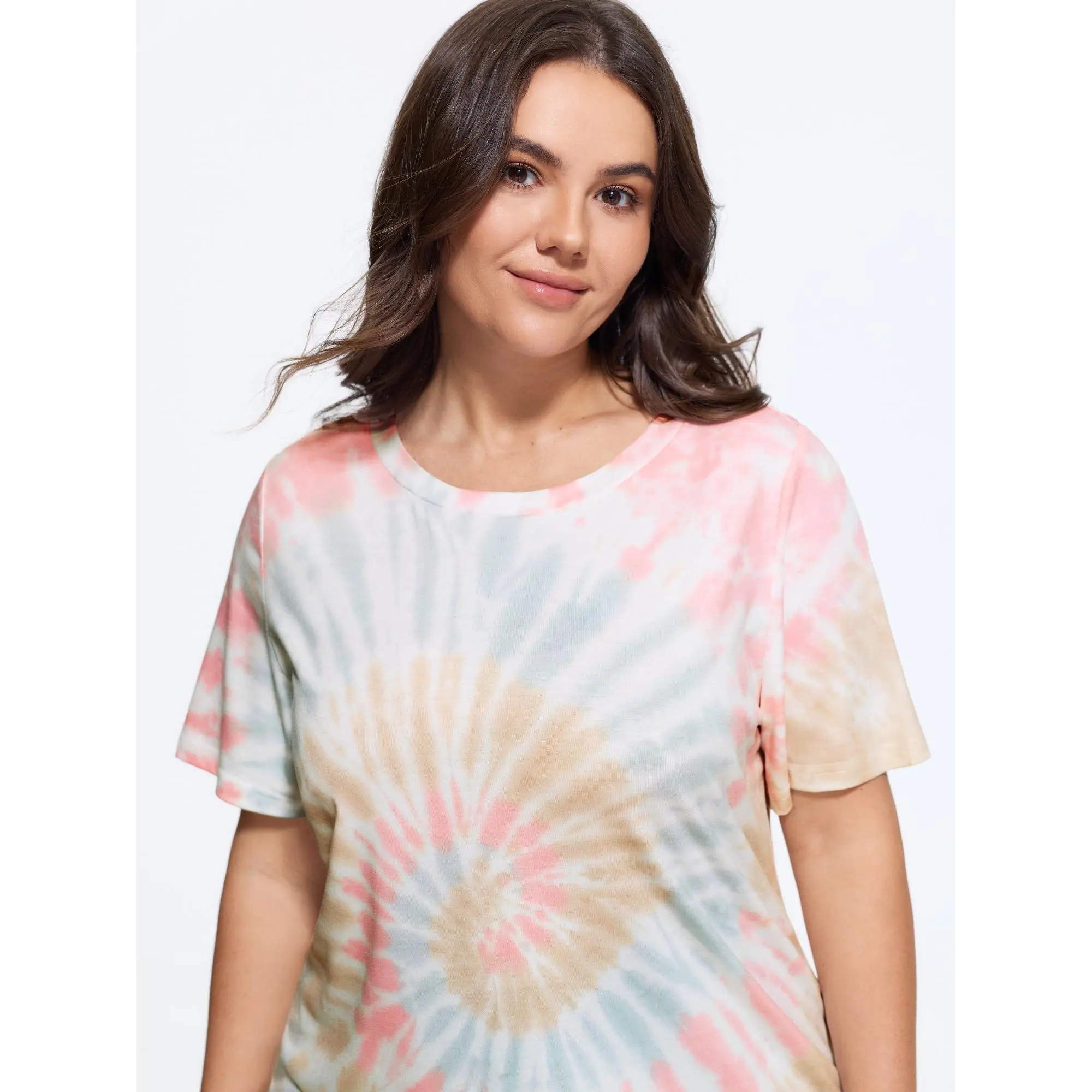 BLOOMCHIC Plus Size Supersoft Swirl Tie Dye Print Crew Neck T-Shirt[M-6X] 2026 Summerfinds