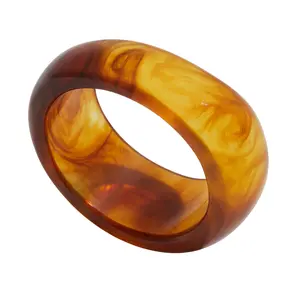 Amber Swirl Resin Chunky Irregular Bangle Bracelet