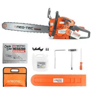 NEOTEC 58cc/62cc Gas-Powered Chainsaw with 25:1 Gas/Oil Mix, Lightweight Portable Design for Easy Cutting Wood in Outdoor Garden
