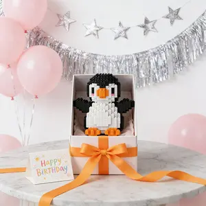 Cute Penguin Animal 3D Puzzle Building Block Ornament, Perfect for Home Office and Party Decor, Ideal Gift for All Occasions