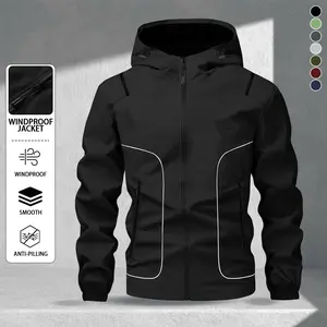 Men's Softshell Work Jacket with Windproof Fabric Adjustable Hood Drawstring Design Durable Comfortable for Outdoor Activities Everyday Wear Stylish Practical Ideal Gift Menswear Coats Hoodie Long Sleeve
