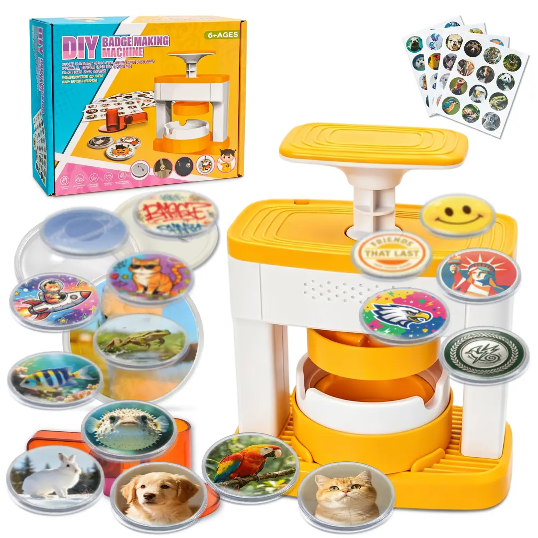 DLMdilemu Manual Press DIY Badge Making Machine Kit, Adorable Cartoons Button Set for Crafting, DIY Pin & Decoration Supplies