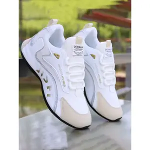 Men’s fashionable lace-up low-top sneakers—casual, breathable, comfortable sports running shoes with a round toe that matches any outfit for everyday wear; closed-toe casual running footwear.