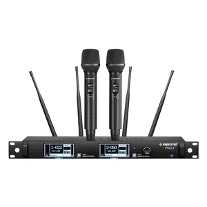 Phenyx Pro PTAU-2 Dual-Channel True Diversity Wireless Microphone System – Handheld Dynamic Mics w/ ID Lock, Auto Scan, Adjustable Power, Spectrum Analyzer, for Singing, DJ, Karaoke