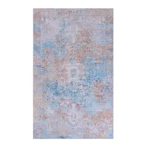 Elko 2' x 3' Yellow/Cream Machine Washable Low-Pile, Non-Slip, Non-Shedding, Foldable, Kid & Pet Friendly Area Rug