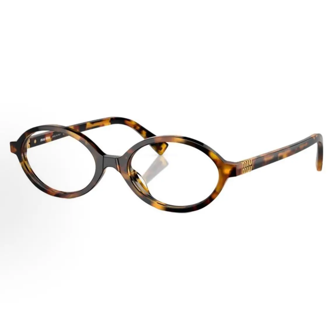 Pre-owned Brand New,Miu Miu Oval Optical Eyeglasses Tortoiseshell Acetate Frame Gold Logo
