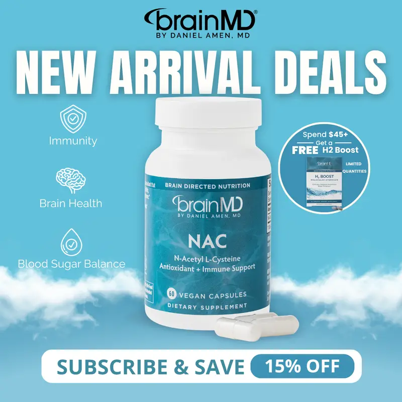 NAC (N-Acetyl L-Cysteine) | BrainMD | 60 Capsules | Antioxidant & Detox Support | Brain Health & Immune Support | 600mg NAC