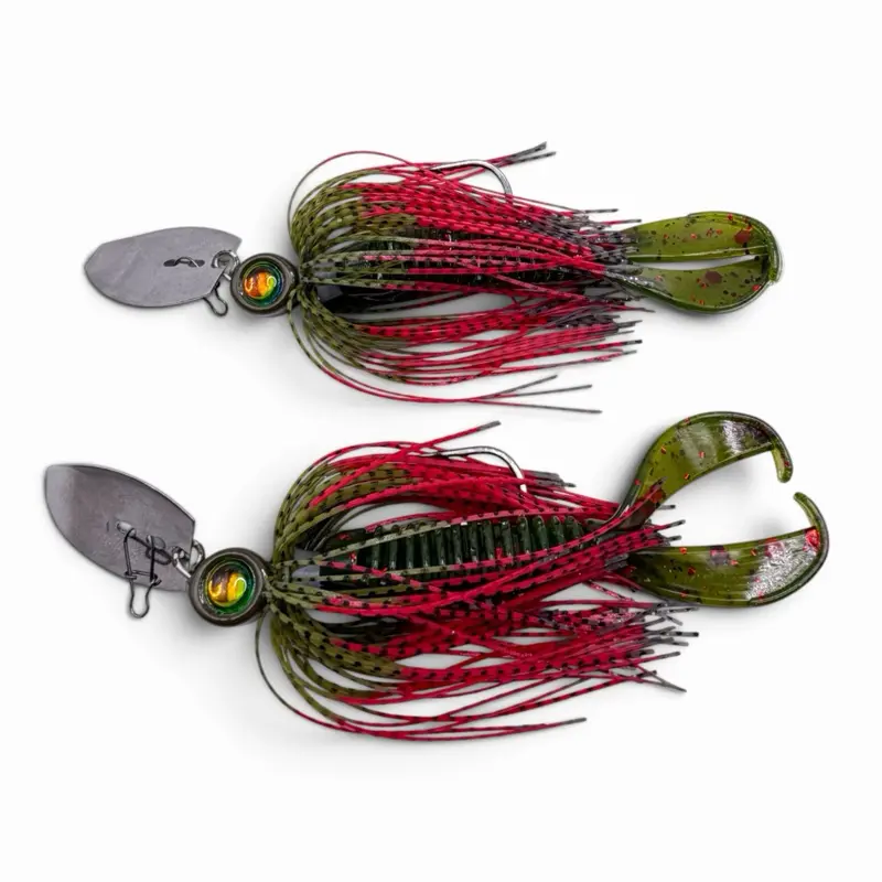 Watermelon Red Blade Ripper Custom Made Direct Connect Bladed Jig 2 PACK choose 3/8oz or 1/2oz Freshwater Fishing Pro with Sharp VNC Hooks and Custom Skirts and Trailers