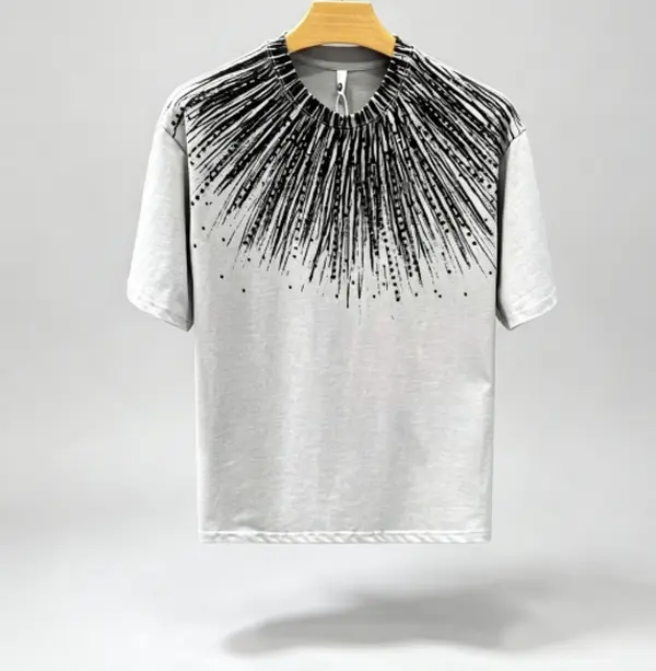 Men Crew Neck Short Sleeve T-Shirt, Sparkling Rhinestone Line Print Graphic Tee, Casual Loose Fit Streetwear Top For Daily Wear