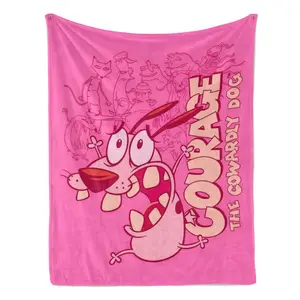 Courage the Cowardly Dog Pink Monochrome Print Flannel Throw Blanket Soft Cozy Warm Lightweight Plush Fleece Blanket Unique Christmas Holiday Gift for Courage Fans Couch Bed Sofa All Season Home Decor