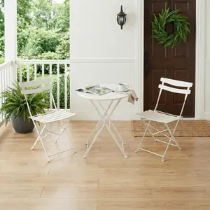 Garvee 3-Piece Collapsible Bistro Set, Space-Saving Metal Patio Table with 2 Chairs, No Assembly, Portable Indoor/Outdoor Garden Furniture for Balcony, Porch, Yard, Sturdy Easy Storage