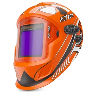 HITBOX Large Viewing Screen Welding Helmet, 1/1/1/2 Top Optical Clarity Auto Darkening Welding Hood, 4 Arc Sensor 1/25000s Response Time True Color Welding Helmet with Adjustable Shade 5/9-13 Welding Helmet with Clear Lens mig tig arc welder mask