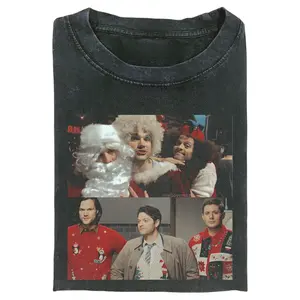 Supernatural Holiday Chaos Shirt, Winchester Cast in Christmas Costumes Tee Gift for Men, Gift for Women, Crew Neck T-shirt, Trending T-shirt