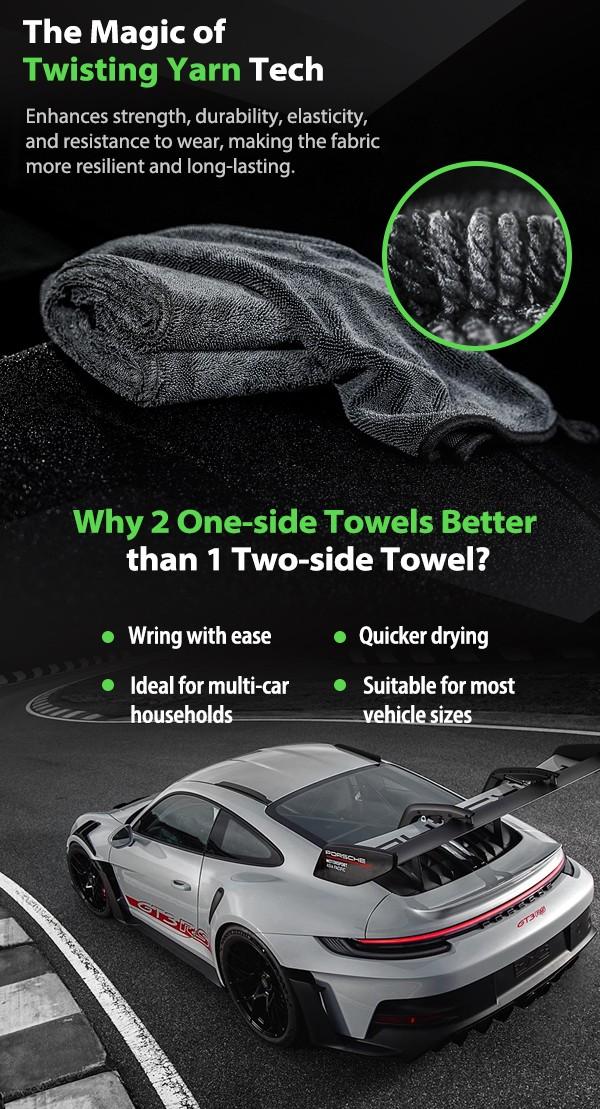 KKV Magic Soft Microfiber Car Drying Cloths 2-Pack (24x35 in) - Twisting Yarn Tech, Super Absorbent, Scratch-Free, Quick Dry, Machine Washable, Microfiber Cleaning Cloths for Car Detailing, Auto Accessories, Car Stuff