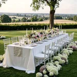 Elegant Large Party Tablecloth, Outdoor Wedding Rectangle Table Decor, Durable Washable Polyester, Multiple Sizes Available