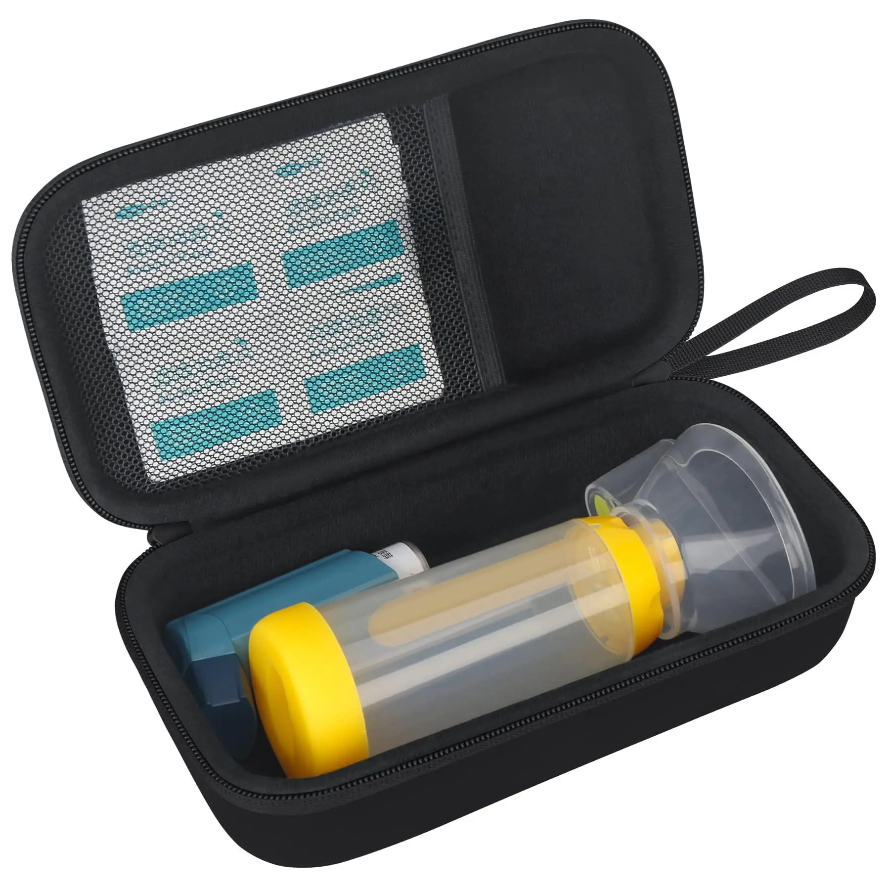 Hard Travel Case For Inhaler  Spacer And Adults Holder Carrying Bag With Mesh Pocket Other Accessories Black (case Only)