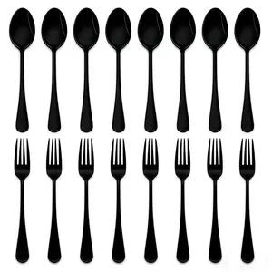 Stainless Steel 1010 Series Fork Spoon Set, 16-Piece Silver Color Utensils, Durable Mirror Polished Tableware for Home Dining & Hotels
