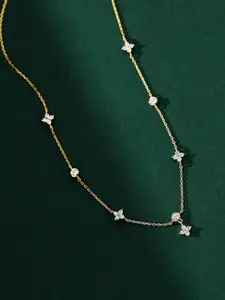 1 Piece Elegant Rhinestone Decorated Flower Design Pendant Necklace, Dangling Charms Necklace For Women For Gift, Clavicle Chain Necklace, Copper Jewelry
