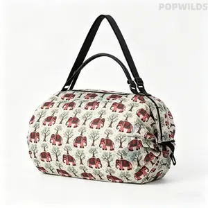 Large Capacity Oxford Cloth Travel Storage Bag, Waterproof Single Shoulder Handbag, Lightweight Foldable Shopping Tote Bag, Wear-resistant Durable Design, Multi-purpose Organizer Pouch, Portable For Outdoor Trip, Daily Shopping, Household Item Arrangement