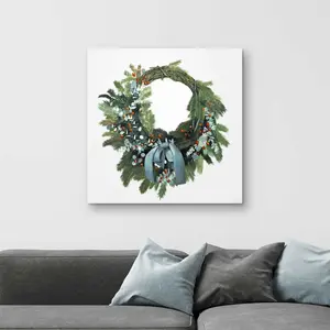 Begin Home Decor C1RC3232TGRIPU 32 x 32 in. Christmas Wreath - Kitchen Green Canvas Home Decor Art