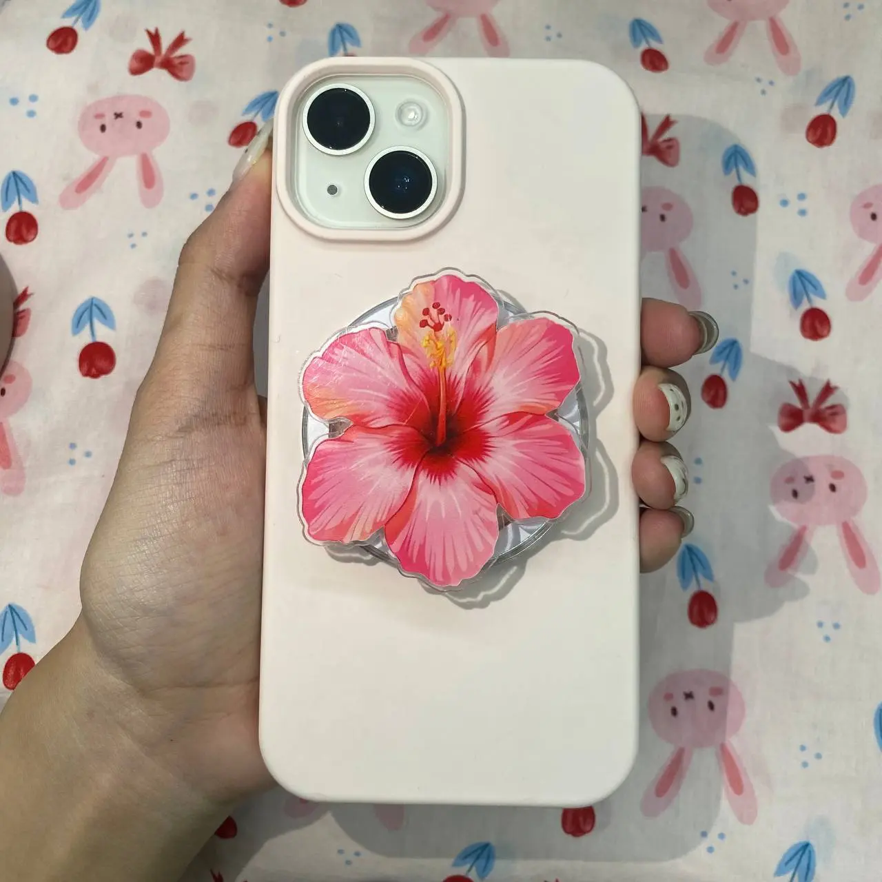 Pink Hibiscus Flower MagSafe Phone Grip – Tropical Floral Magnetic Phone Holder & Kickstand – Summer Gift for Women