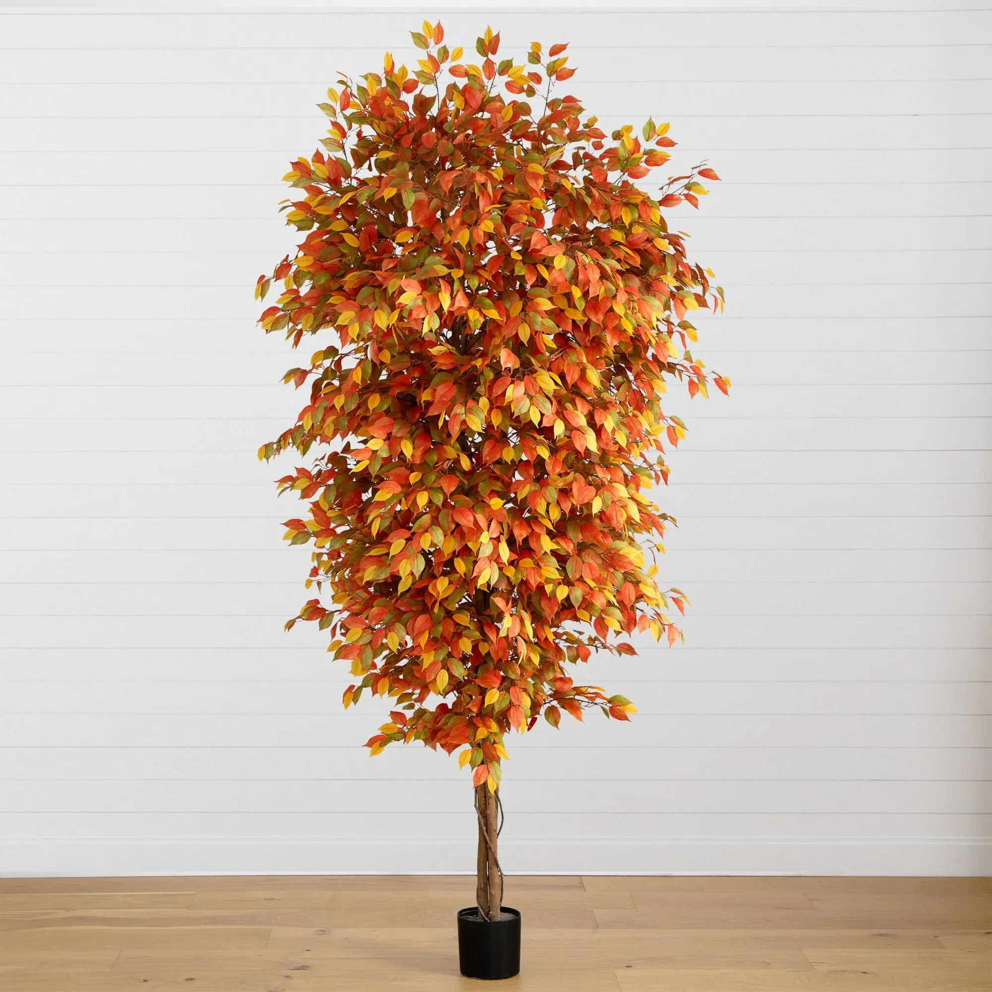 9’ Faux Spooky Halloween Ficus Tree, Indoor Plant with Adjustable Limbs, Decorative Pot Display Accent for Home, Bathroom Decor
