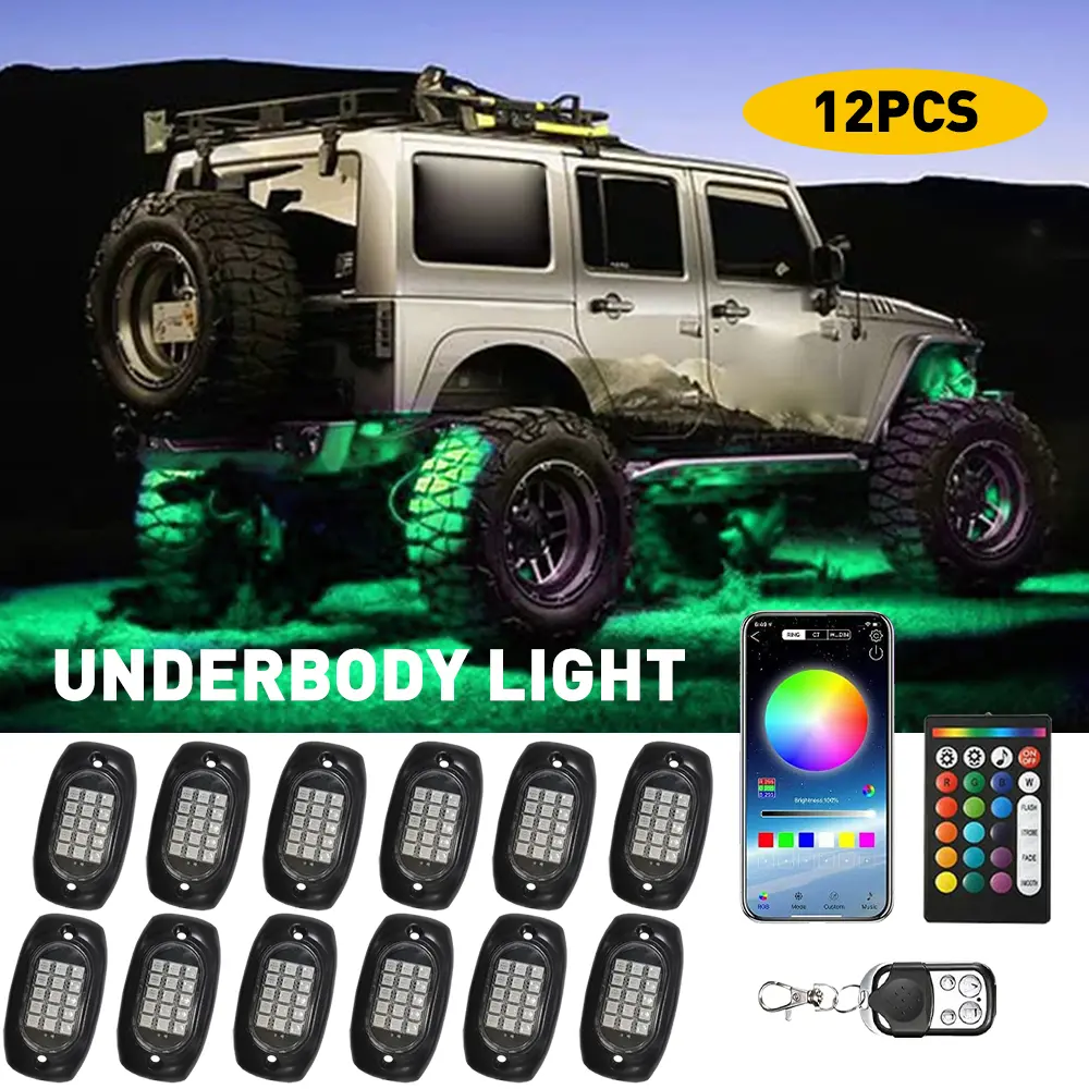 12x RGB LED Rock Lights