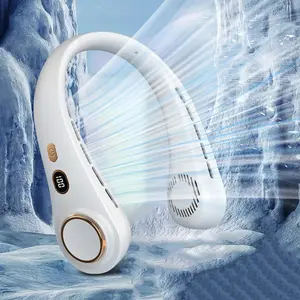 Portable Leafless Hanging Neck Fan, 5 Adjustable Wind Speeds, Quick Cooling, 1500mAh Rechargeable Summer Fan Suitable for Home, Office, Travel and Outdoor