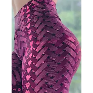 Women's High-Waisted Yoga Pants - Slim Fit Digital Print, Vibrant Pink & Purple, Moisture-Wicking & Breathable for Spring/Summer Workouts, Machine Washable, Workout Leggings, Trendy Workout Wear, Flexible Material, Fitness Leggings, Gym Goe