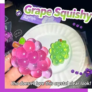 Transparent Grape Squishy Toy Soft Jelly  Anti-Anxiety Fruit Squeeze Fidget Toy For Anxiety Relief Stress Relief Toy Kids Adults