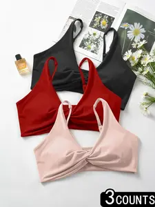 Women's 3-Pack Nude Sport Bra Set, Sexy Backless Yoga Bras, Adjustable Shoulder Straps, Quick-Dry Fitness Top, All Seasons Lingerie, Workout Bras