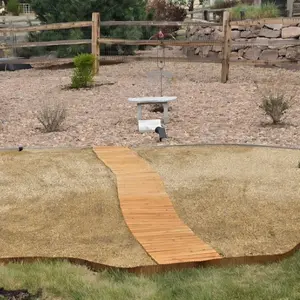 VEVOR Wooden Garden Pathway, Summervibes,Summervibes, 16 ft L x 17 in W, Non-Slip Straight Garden Walkway, Roll Out Cedar Outdoor Walkway Path with Wire Rope Connection, Decorative Garden Paver for Backyard Wedding Party