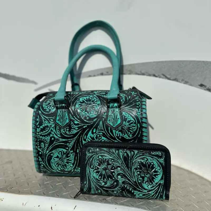 Turquoise & Charcoal Medium 11-in Speedy Bag with Matching Wallet