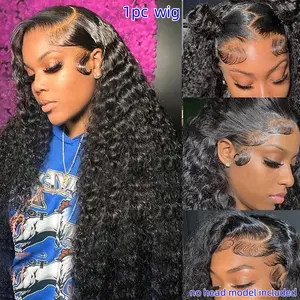 30 Inch Deep Wave Front Lace Wig, High-Quality Synthetic Fiber, Natural, Pre-Cut Deep Curl, Single Piece