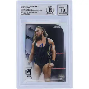 Pete Dunne WWE Autographed 2020 Topps Chrome Refractors #96 Beckett Fanatics Witnessed Authenticated 10 Card - Fanatics Authentic Certified