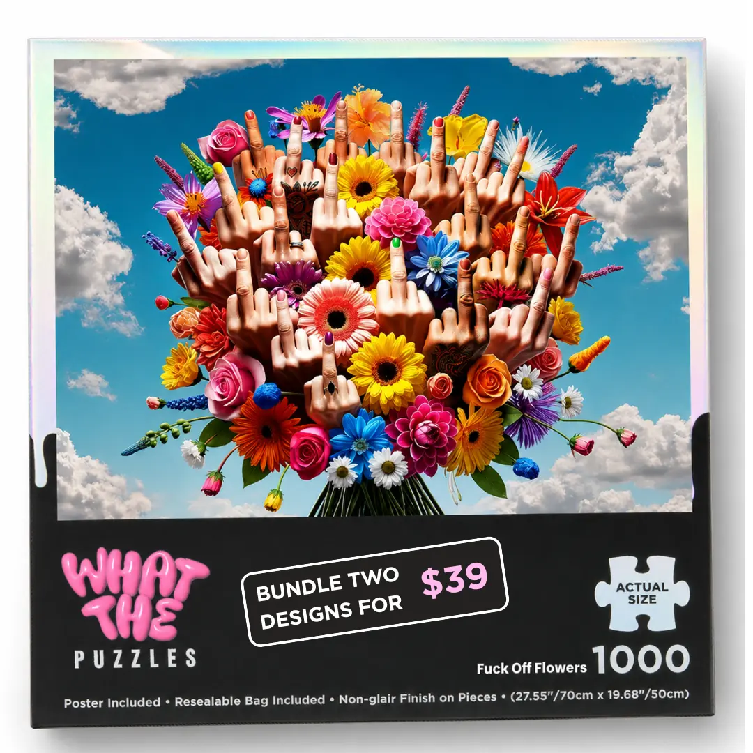 F*ck Off Flowers – 1000 Piece Jigsaw Puzzle for Adults, Funny Floral Puzzle Inappropriate Gag Gift, Bachelorette Game Night