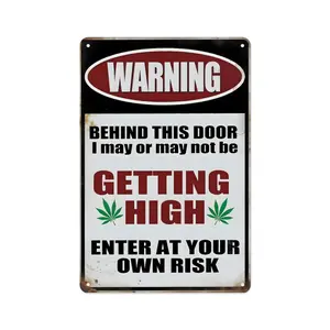 Funny Warning Tin Sign, Enter At Your Own Risk Vintage Metal Wall Art, Retro Humor Decor for Man Cave, Home Bar, Garage, Door, Novelty Gag Gift