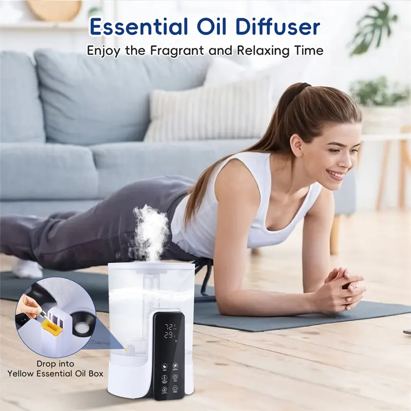 6L Smart Humidifier - Home Care Supply with Heated Mist, Intelligent Remote Control, Phone Control, UV Sterilization, Auto-Shutoff, 99.9% Bacteria Elimination, Energy-Efficient, Modern Design for Bedroom Bedside Tables, Busy Office Desks, Cozy Home Living