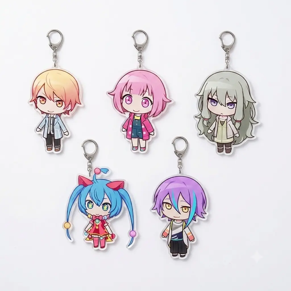 Acrylic keychain set featuring anime characters from PJSK Project Sekai Kawaii, a great gift.